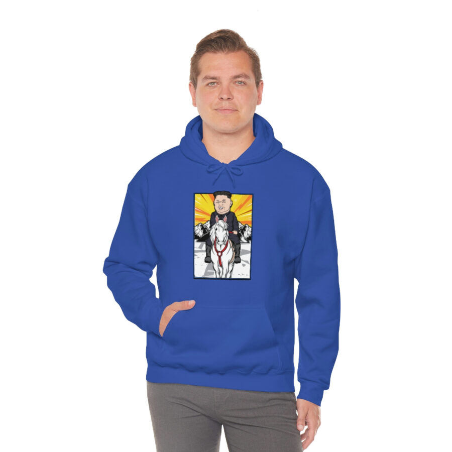 Kim Jung Un Riding White Horse Unisex Heavy Blend™ Hooded Sweatshirt - Image 69