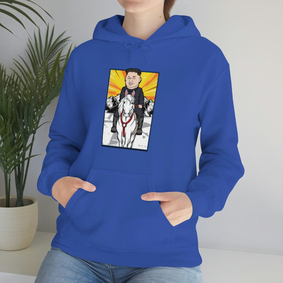 Kim Jung Un Riding White Horse Unisex Heavy Blend™ Hooded Sweatshirt - Image 70