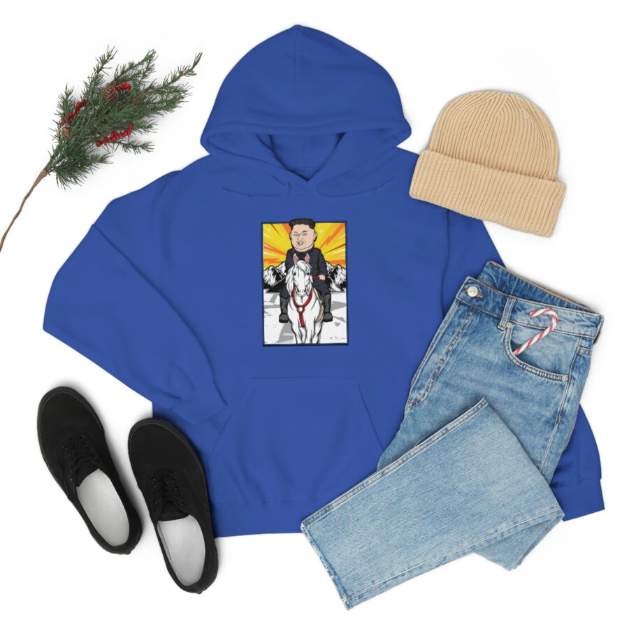 Kim Jung Un Riding White Horse Unisex Heavy Blend™ Hooded Sweatshirt - Image 71