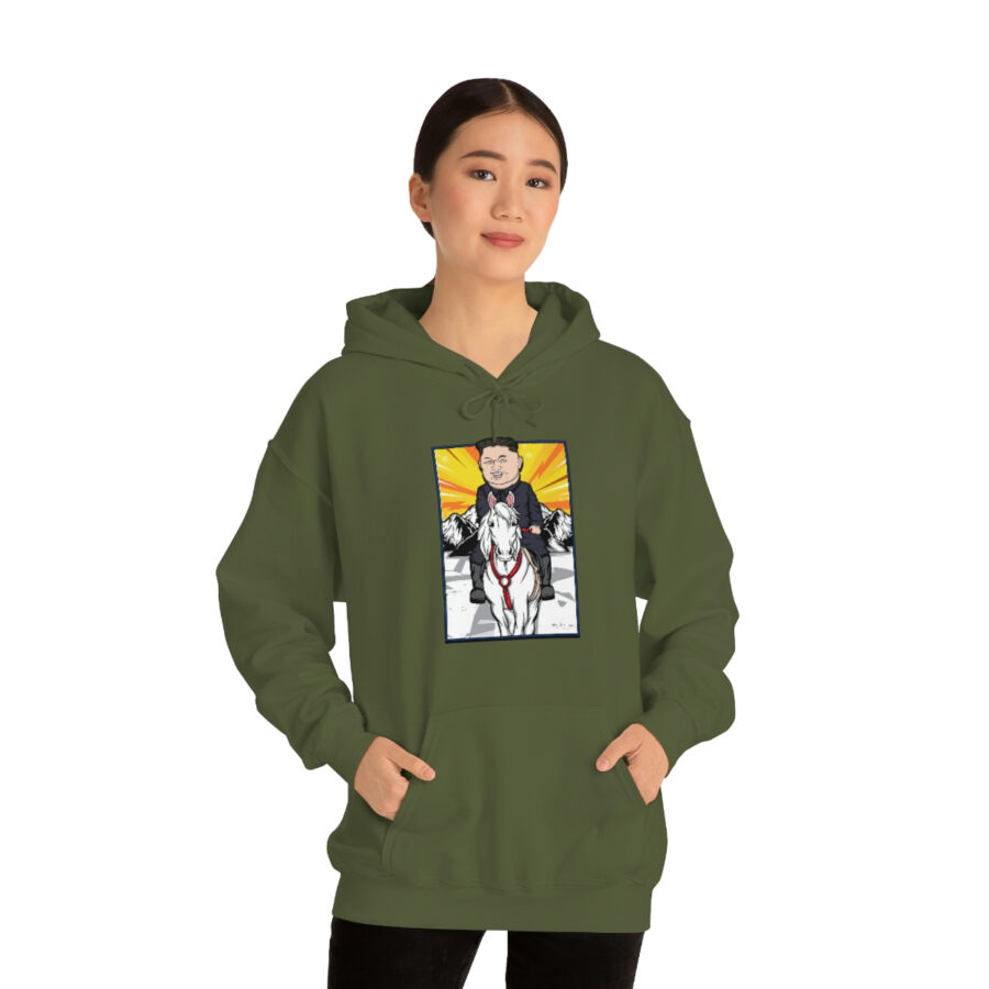 Kim Jung Un Riding White Horse Unisex Heavy Blend™ Hooded Sweatshirt - Image 26