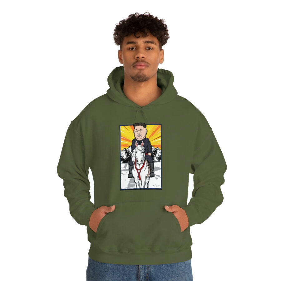 Kim Jung Un Riding White Horse Unisex Heavy Blend™ Hooded Sweatshirt - Image 27