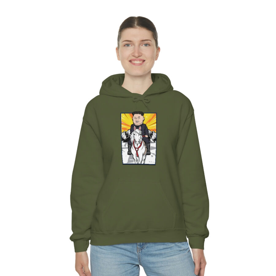 Kim Jung Un Riding White Horse Unisex Heavy Blend™ Hooded Sweatshirt - Image 28