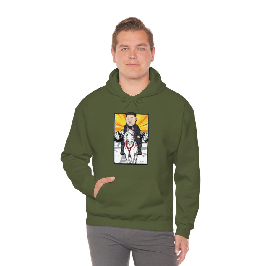Kim Jung Un Riding White Horse Unisex Heavy Blend™ Hooded Sweatshirt - Image 29