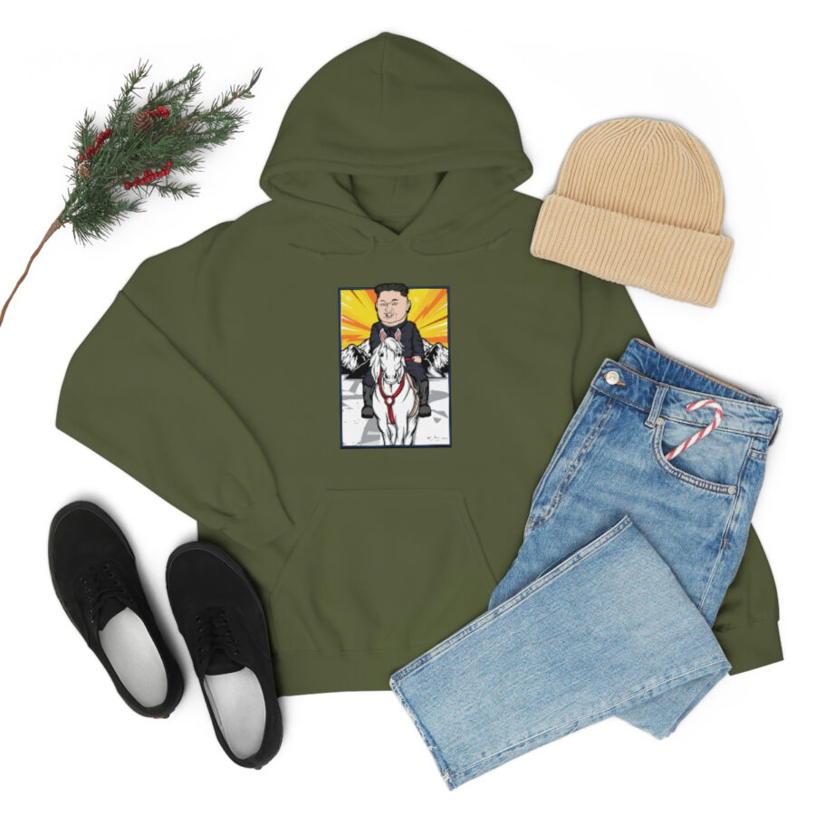 Kim Jung Un Riding White Horse Unisex Heavy Blend™ Hooded Sweatshirt - Image 31