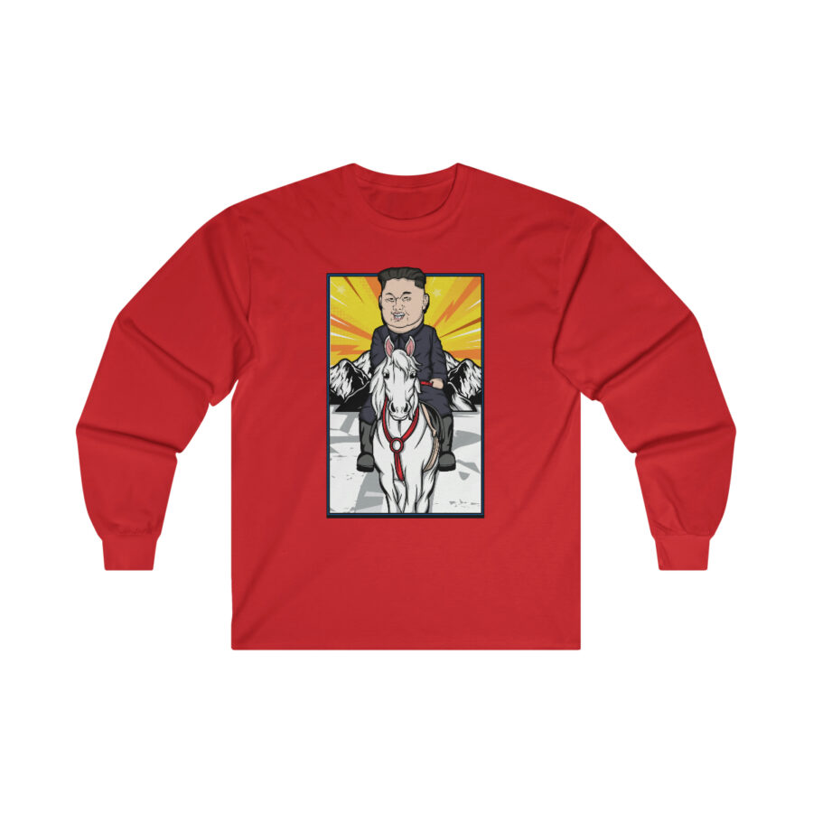 Kim Jung Un Riding White Horse Ultra Cotton Long Sleeve Tee