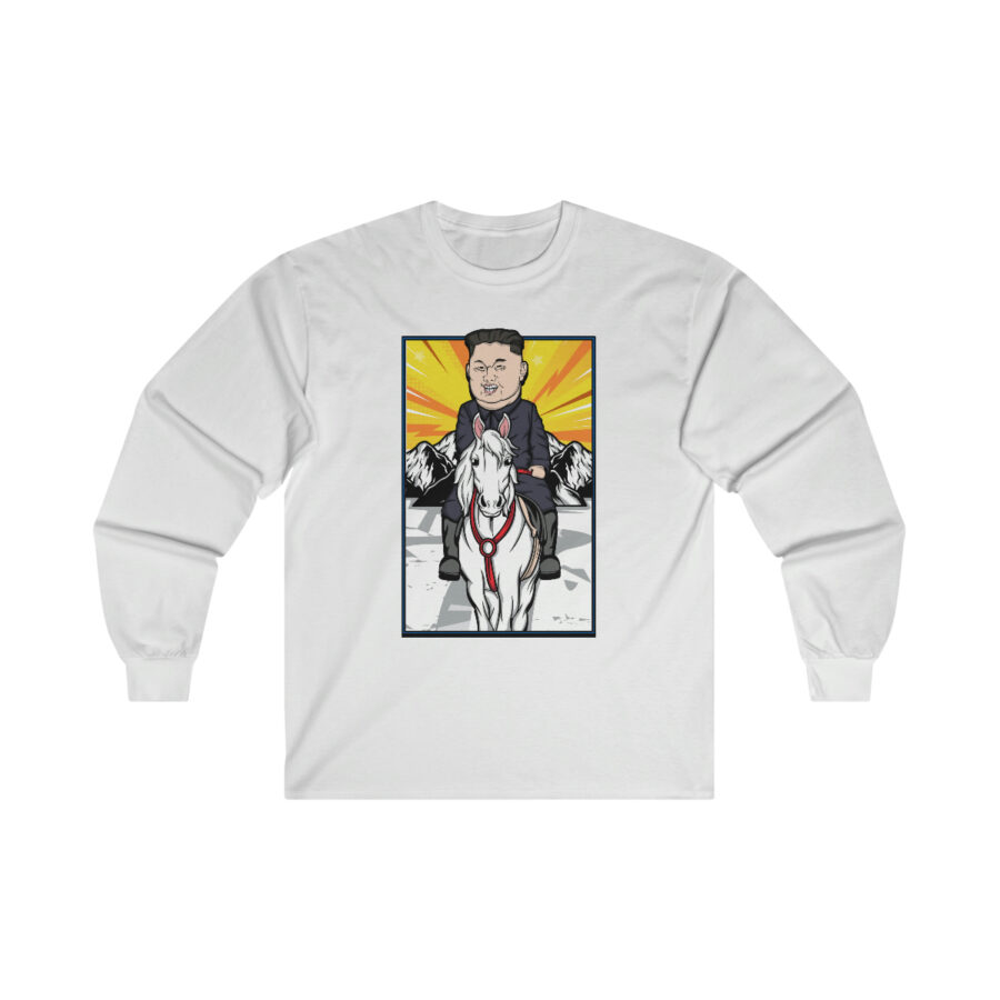 Kim Jung Un Riding White Horse Ultra Cotton Long Sleeve Tee - Image 2