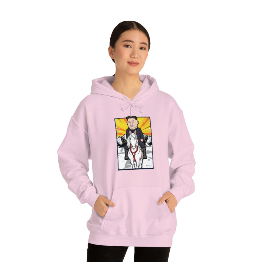 Kim Jung Un Riding White Horse Unisex Heavy Blend™ Hooded Sweatshirt - Image 82