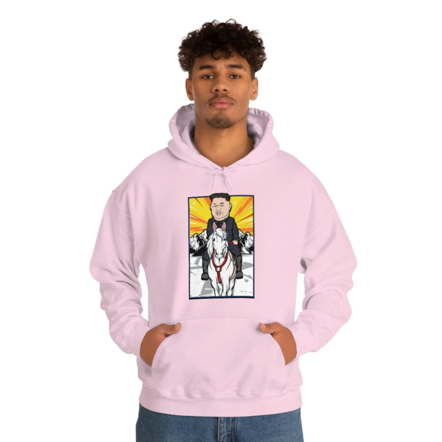Kim Jung Un Riding White Horse Unisex Heavy Blend™ Hooded Sweatshirt - Image 83