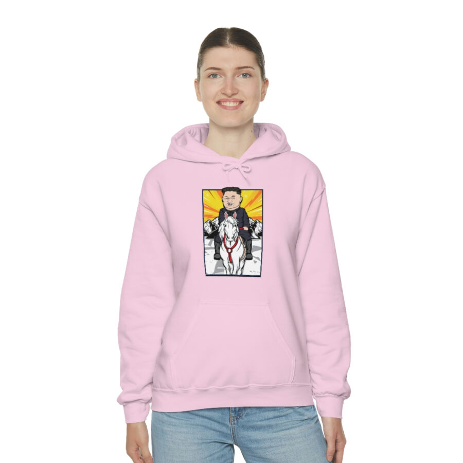 Kim Jung Un Riding White Horse Unisex Heavy Blend™ Hooded Sweatshirt - Image 84