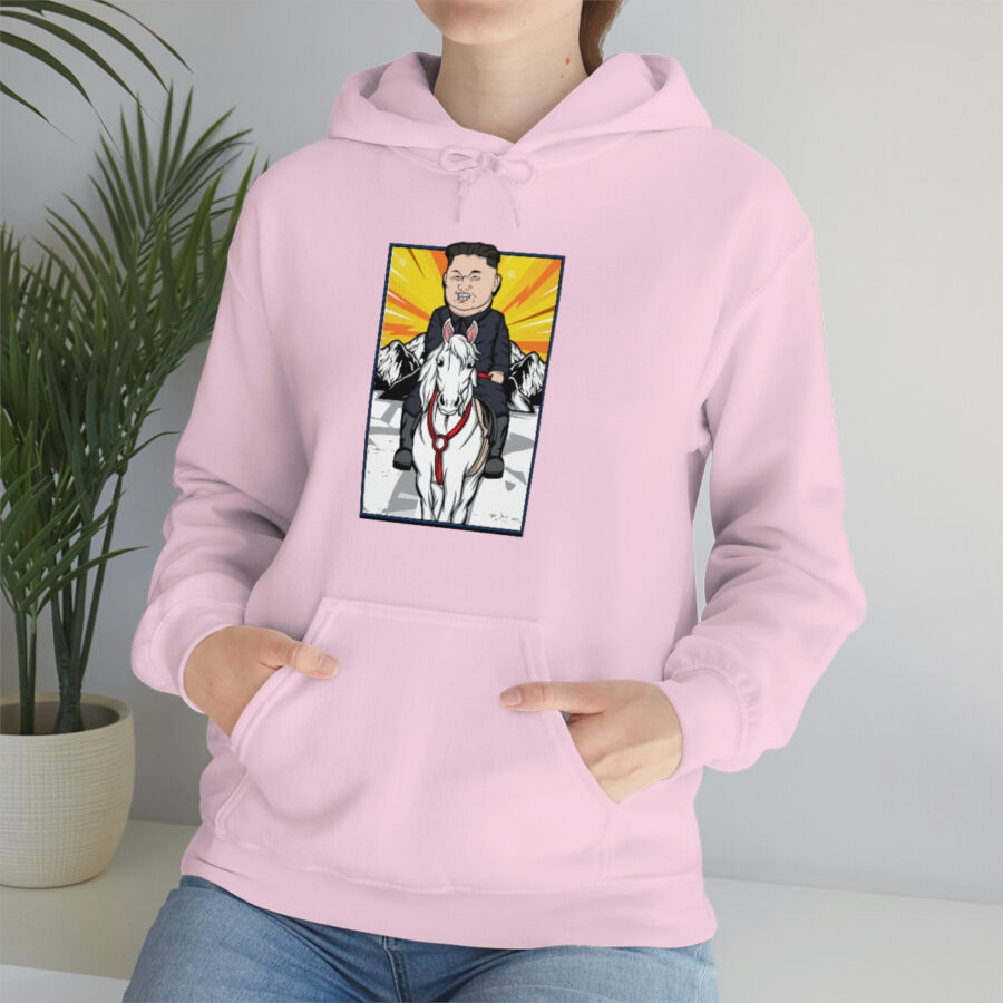 Kim Jung Un Riding White Horse Unisex Heavy Blend™ Hooded Sweatshirt - Image 86