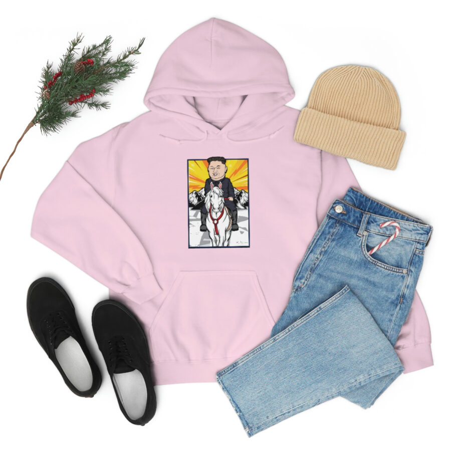 Kim Jung Un Riding White Horse Unisex Heavy Blend™ Hooded Sweatshirt - Image 87