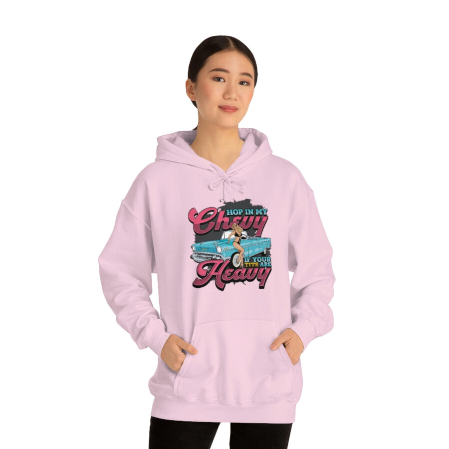 "Hop in my Chevy if your Tits are Heavy" Unisex Heavy Blend™ Hooded Sweatshirt - Image 74