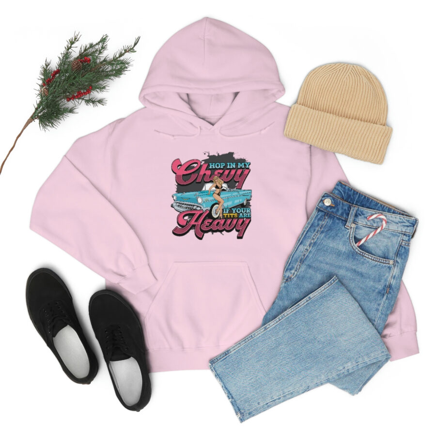 "Hop in my Chevy if your Tits are Heavy" Unisex Heavy Blend™ Hooded Sweatshirt - Image 79
