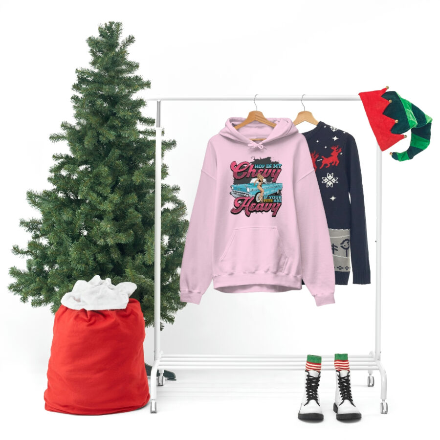 "Hop in my Chevy if your Tits are Heavy" Unisex Heavy Blend™ Hooded Sweatshirt - Image 80
