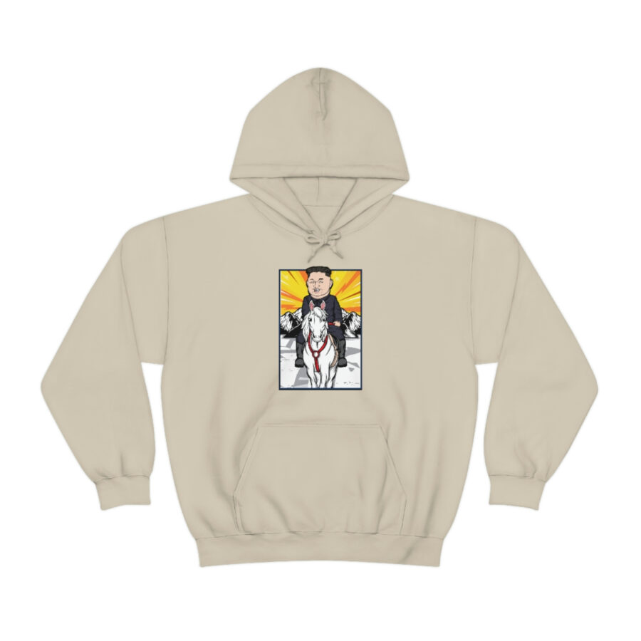 Kim Jung Un Riding White Horse Unisex Heavy Blend™ Hooded Sweatshirt - Image 9