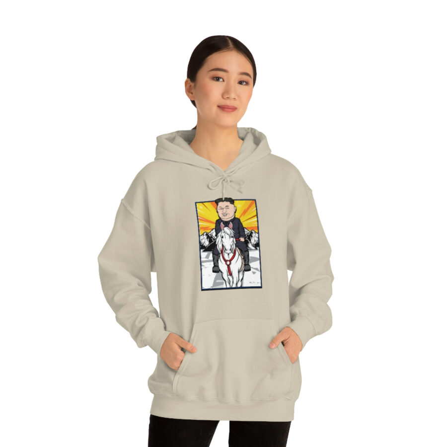 Kim Jung Un Riding White Horse Unisex Heavy Blend™ Hooded Sweatshirt - Image 10
