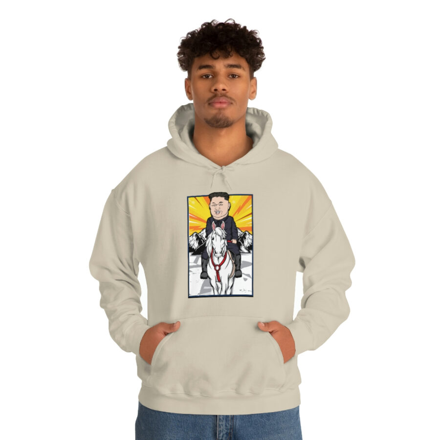 Kim Jung Un Riding White Horse Unisex Heavy Blend™ Hooded Sweatshirt - Image 11