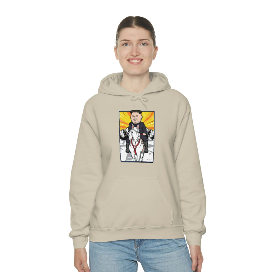 Kim Jung Un Riding White Horse Unisex Heavy Blend™ Hooded Sweatshirt - Image 12