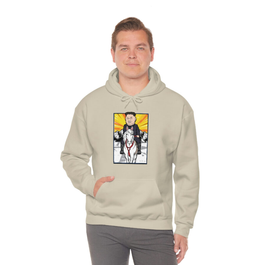 Kim Jung Un Riding White Horse Unisex Heavy Blend™ Hooded Sweatshirt - Image 13