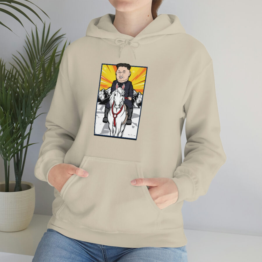 Kim Jung Un Riding White Horse Unisex Heavy Blend™ Hooded Sweatshirt - Image 14