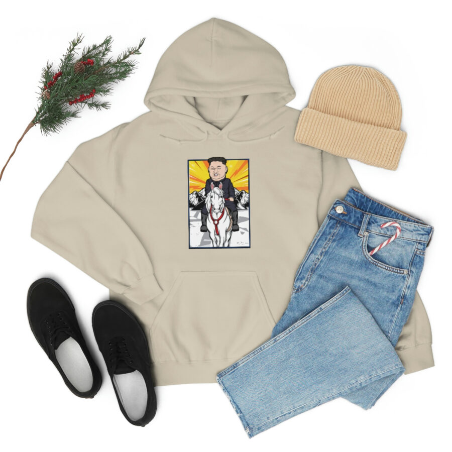 Kim Jung Un Riding White Horse Unisex Heavy Blend™ Hooded Sweatshirt - Image 15