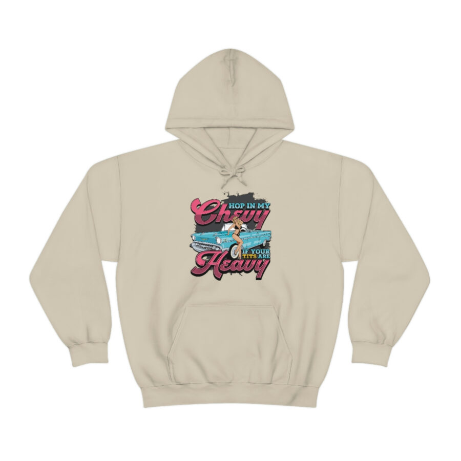 "Hop in my Chevy if your Tits are Heavy" Unisex Heavy Blend™ Hooded Sweatshirt - Image 17