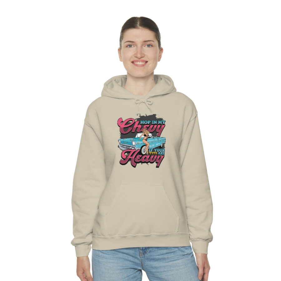 "Hop in my Chevy if your Tits are Heavy" Unisex Heavy Blend™ Hooded Sweatshirt - Image 20