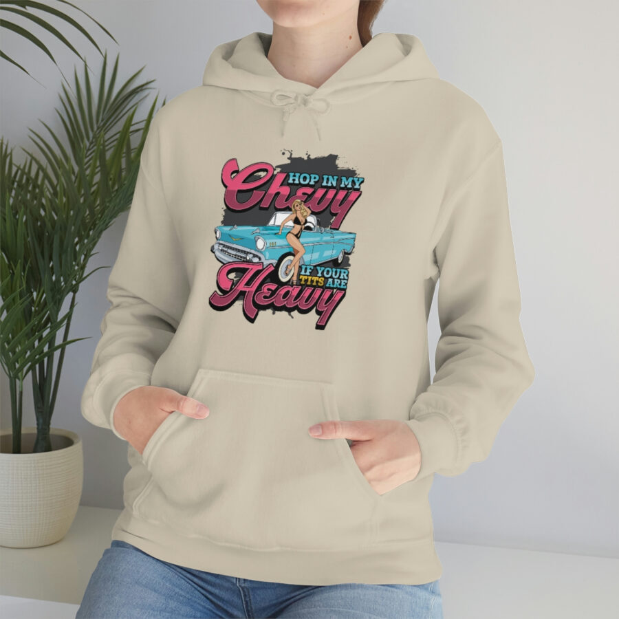 "Hop in my Chevy if your Tits are Heavy" Unisex Heavy Blend™ Hooded Sweatshirt - Image 22