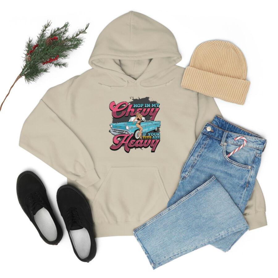 "Hop in my Chevy if your Tits are Heavy" Unisex Heavy Blend™ Hooded Sweatshirt - Image 23