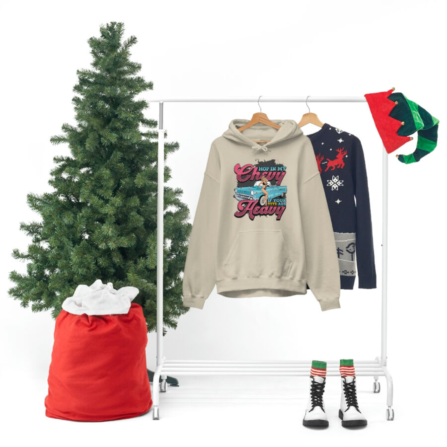 "Hop in my Chevy if your Tits are Heavy" Unisex Heavy Blend™ Hooded Sweatshirt - Image 24