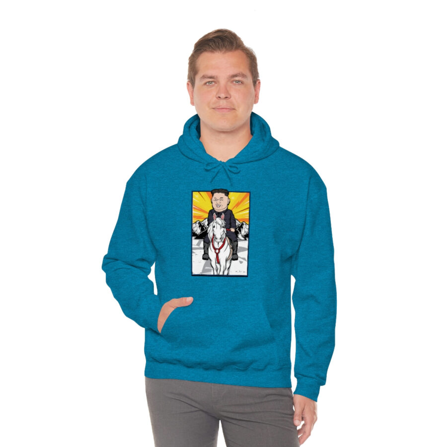 Kim Jung Un Riding White Horse Unisex Heavy Blend™ Hooded Sweatshirt - Image 61
