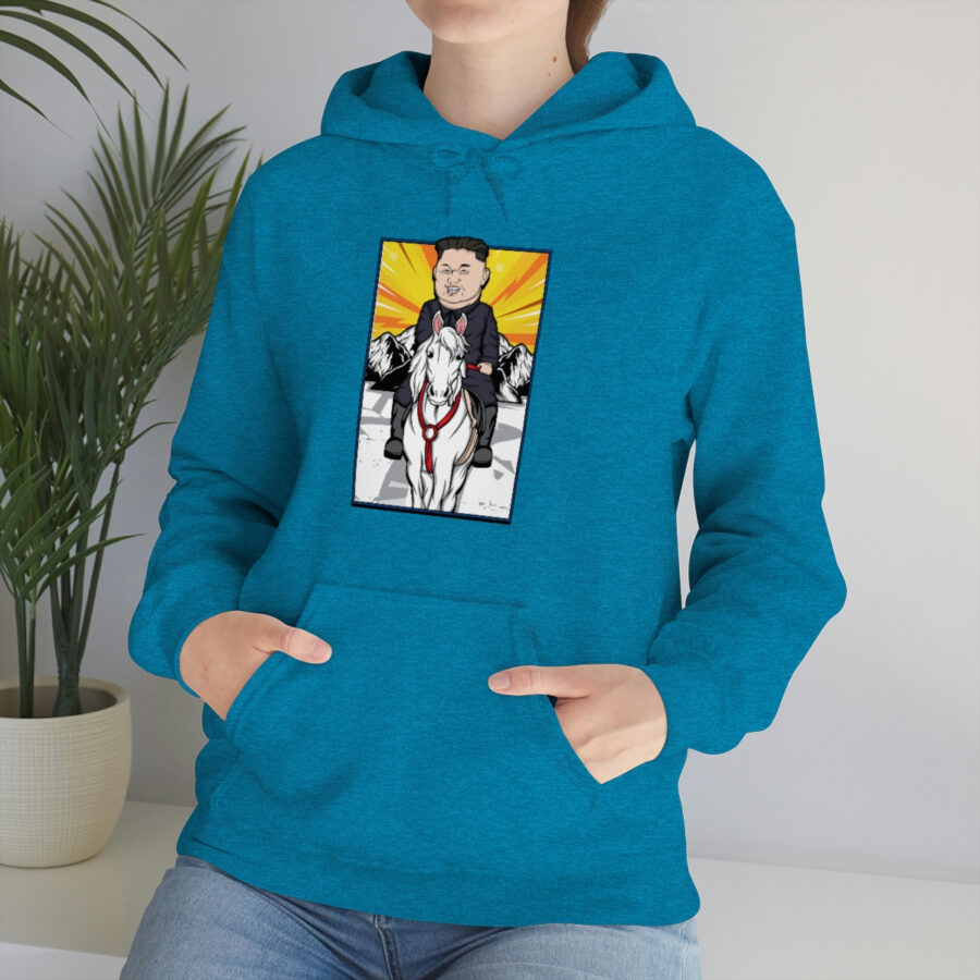 Kim Jung Un Riding White Horse Unisex Heavy Blend™ Hooded Sweatshirt - Image 62