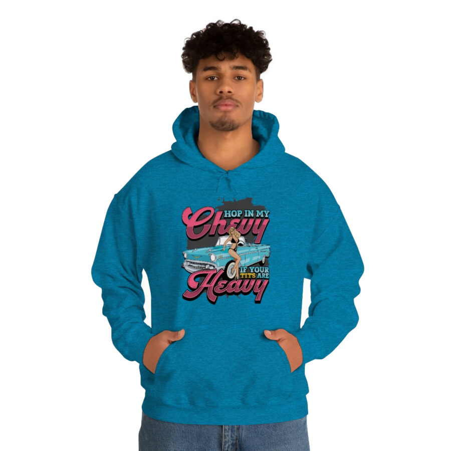 "Hop in my Chevy if your Tits are Heavy" Unisex Heavy Blend™ Hooded Sweatshirt - Image 59