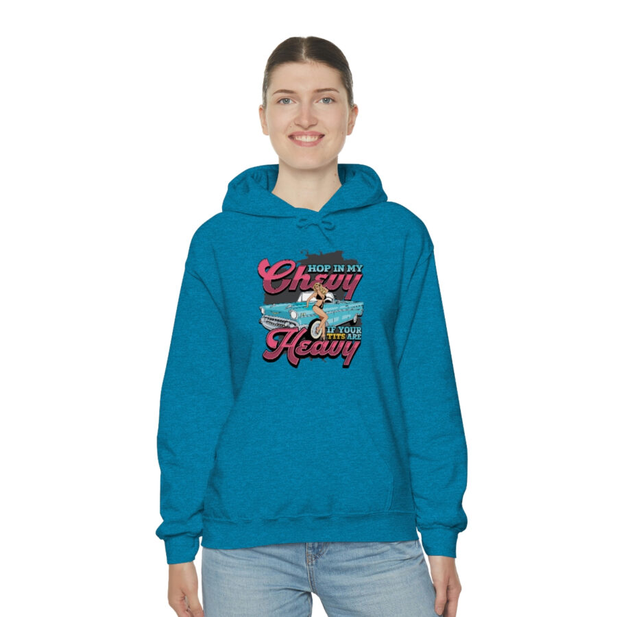 "Hop in my Chevy if your Tits are Heavy" Unisex Heavy Blend™ Hooded Sweatshirt - Image 60