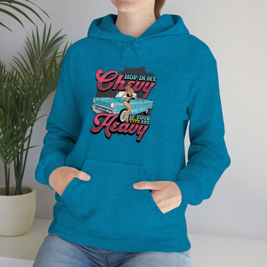 "Hop in my Chevy if your Tits are Heavy" Unisex Heavy Blend™ Hooded Sweatshirt - Image 62