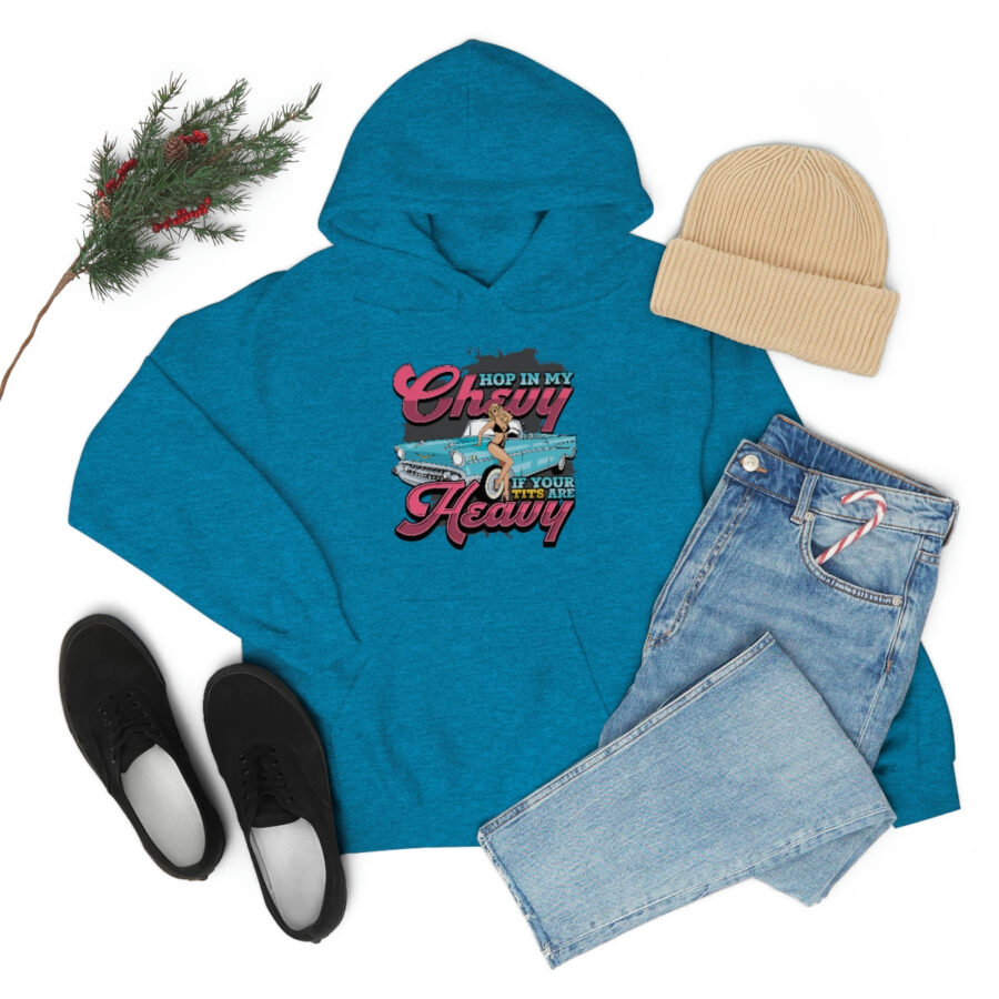 "Hop in my Chevy if your Tits are Heavy" Unisex Heavy Blend™ Hooded Sweatshirt - Image 63
