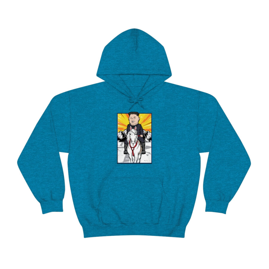 Kim Jung Un Riding White Horse Unisex Heavy Blend™ Hooded Sweatshirt - Image 57