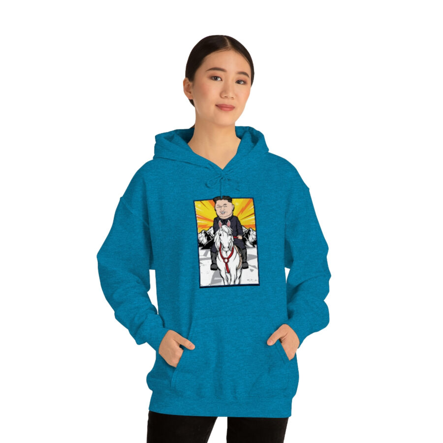 Kim Jung Un Riding White Horse Unisex Heavy Blend™ Hooded Sweatshirt - Image 58