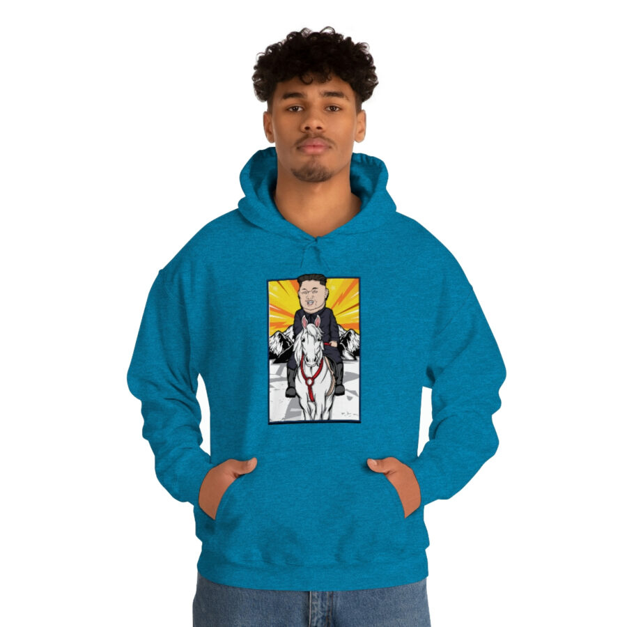 Kim Jung Un Riding White Horse Unisex Heavy Blend™ Hooded Sweatshirt - Image 59