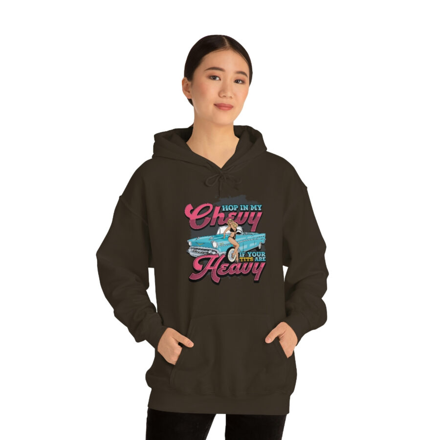 "Hop in my Chevy if your Tits are Heavy" Unisex Heavy Blend™ Hooded Sweatshirt - Image 34