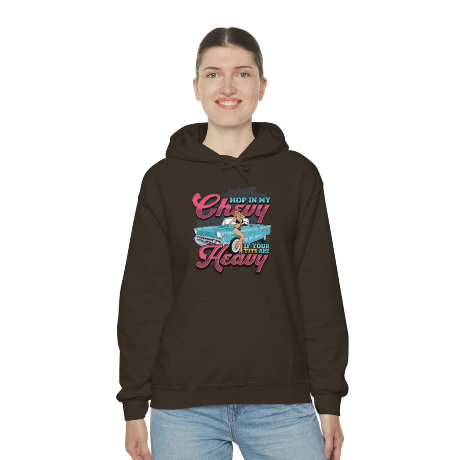 "Hop in my Chevy if your Tits are Heavy" Unisex Heavy Blend™ Hooded Sweatshirt - Image 36