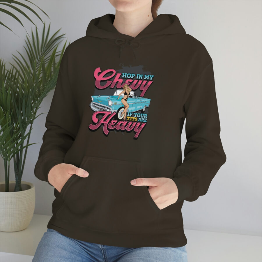 "Hop in my Chevy if your Tits are Heavy" Unisex Heavy Blend™ Hooded Sweatshirt - Image 38