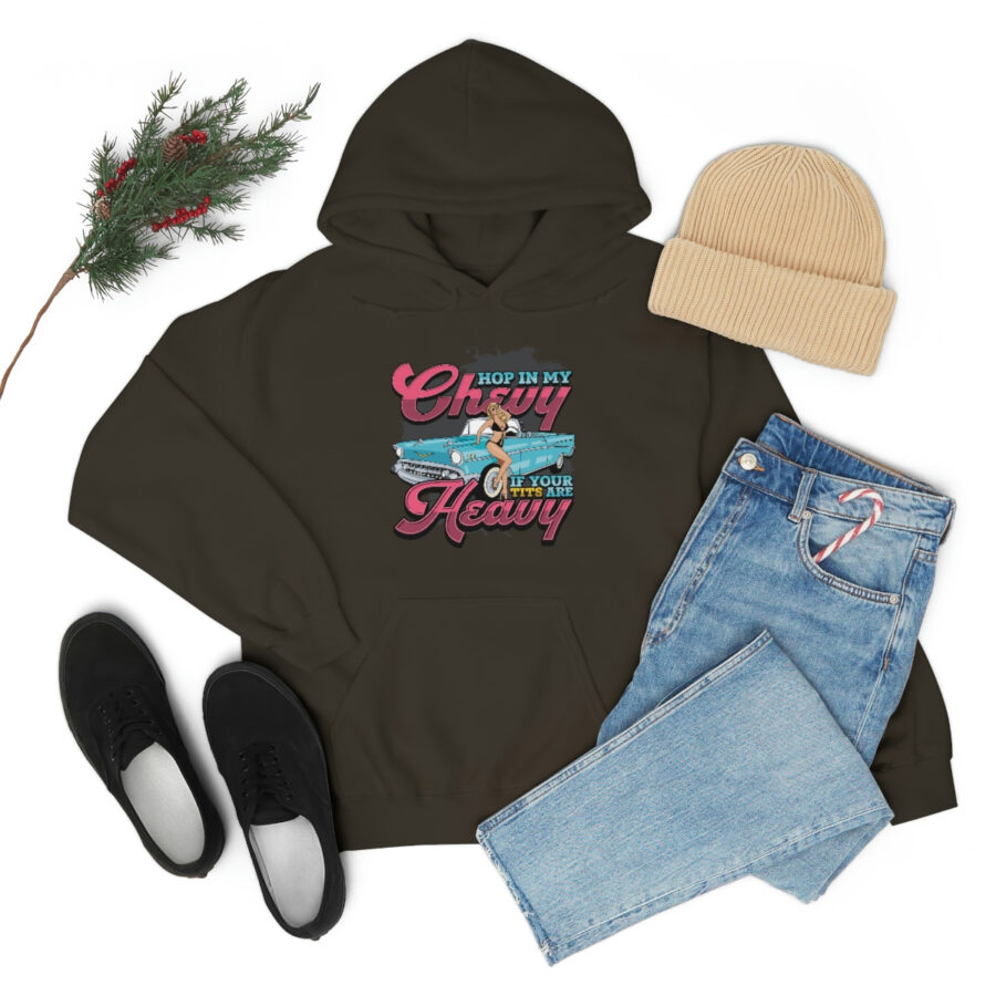 "Hop in my Chevy if your Tits are Heavy" Unisex Heavy Blend™ Hooded Sweatshirt - Image 39