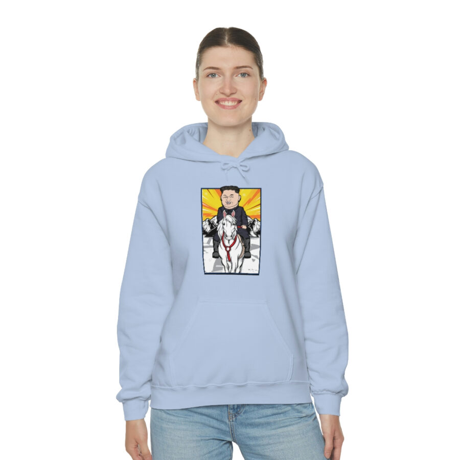 Kim Jung Un Riding White Horse Unisex Heavy Blend™ Hooded Sweatshirt - Image 44