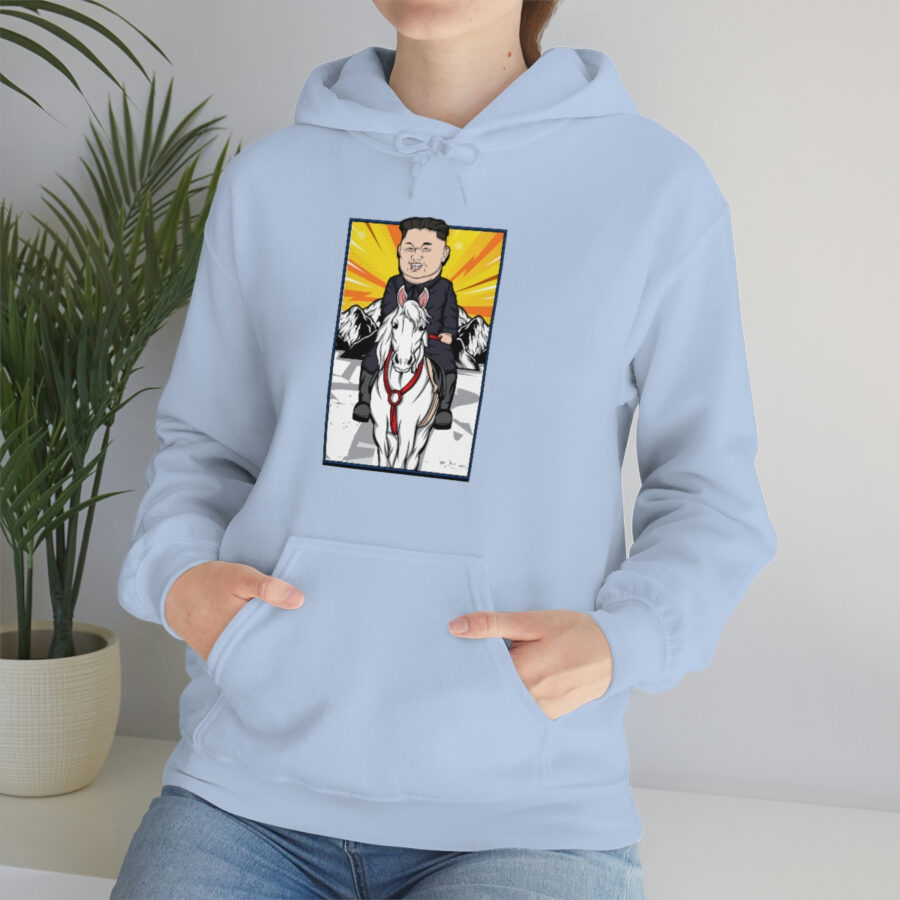 Kim Jung Un Riding White Horse Unisex Heavy Blend™ Hooded Sweatshirt - Image 46