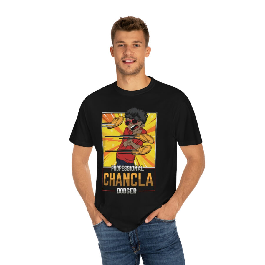 Fun and Vintage Chancla Dodging T-Shirt Parody Tee - Image 14