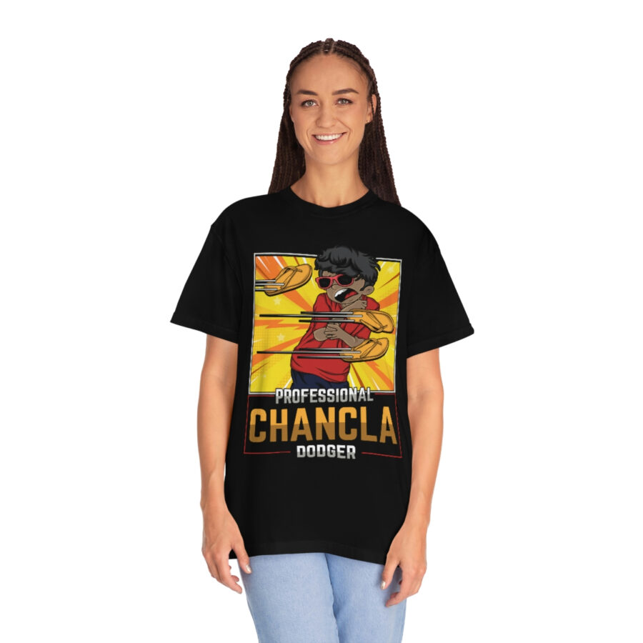 Fun and Vintage Chancla Dodging T-Shirt Parody Tee - Image 15