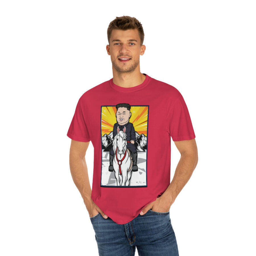 Kim Jung Un Riding White Horse T-Shirt - Image 2