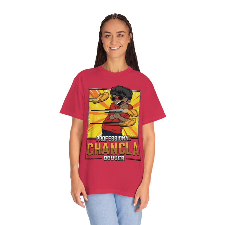 Fun and Vintage Chancla Dodging T-Shirt Parody Tee - Image 21