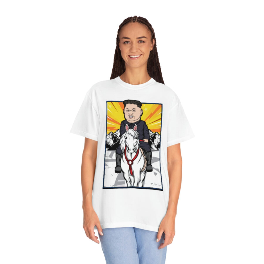 Kim Jung Un Riding White Horse T-Shirt - Image 6